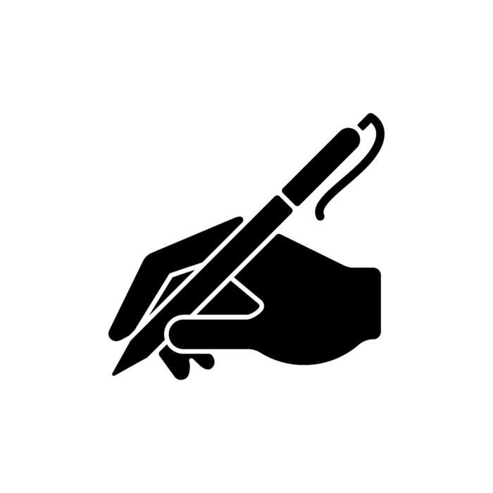 hand writing with pen black glyph icon vector (1)